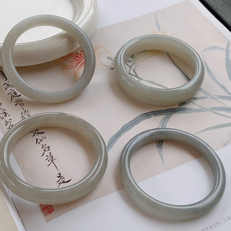 CA368 和田玉冰烟紫烟雨江南手镯多样性发货一个