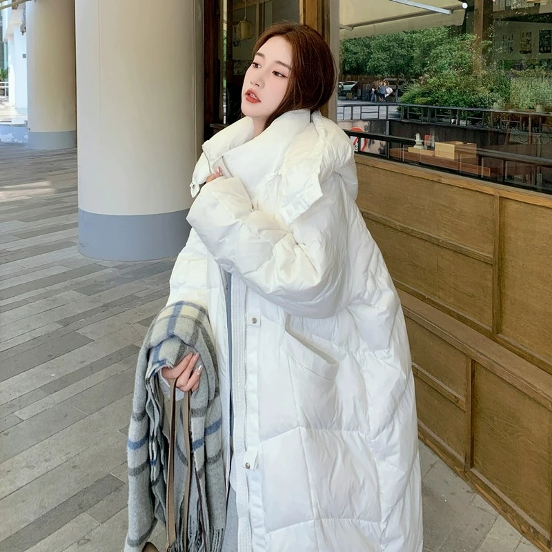 2025时尚棉服休闲连帽过膝长款加厚冬季网红百搭宽松保暖填充棉