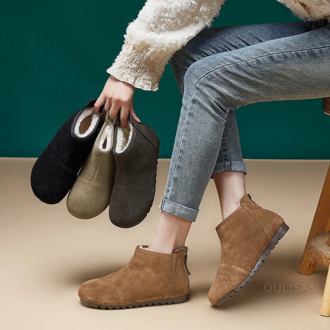 | 温暖-小中帮 |真皮反绒3公分勃肯鞋秋冬新款英伦风复古棉鞋495