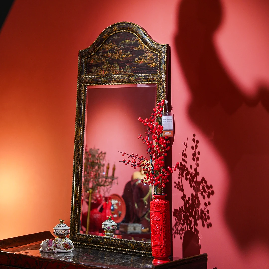 【本尼家】YS33法式中国风装饰玄关镜摆件
