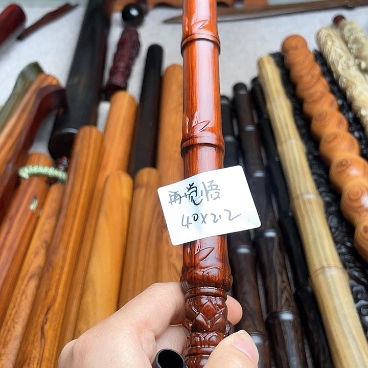 紫檀木竹节莲花棍