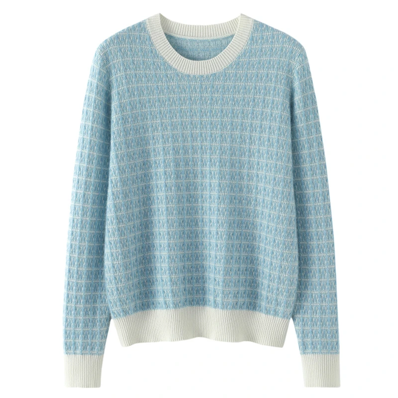 【100纯山羊绒】小香风圆领长袖针织山羊绒上衣