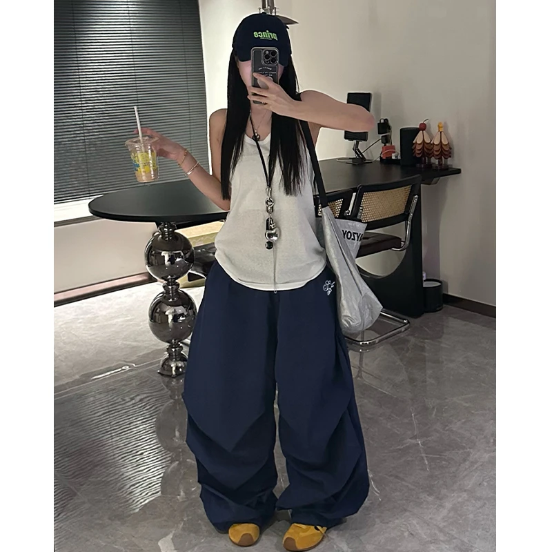 Two Million/慵懒松弛无袖背心女+速干褶皱伞兵裤阔腿裤两件套