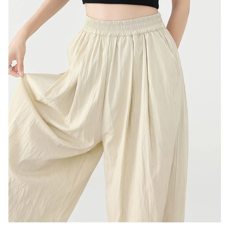 加长版高个子夏天裤子薄款新款窄版阔腿裤感宽松高腰慵懒拖地裤