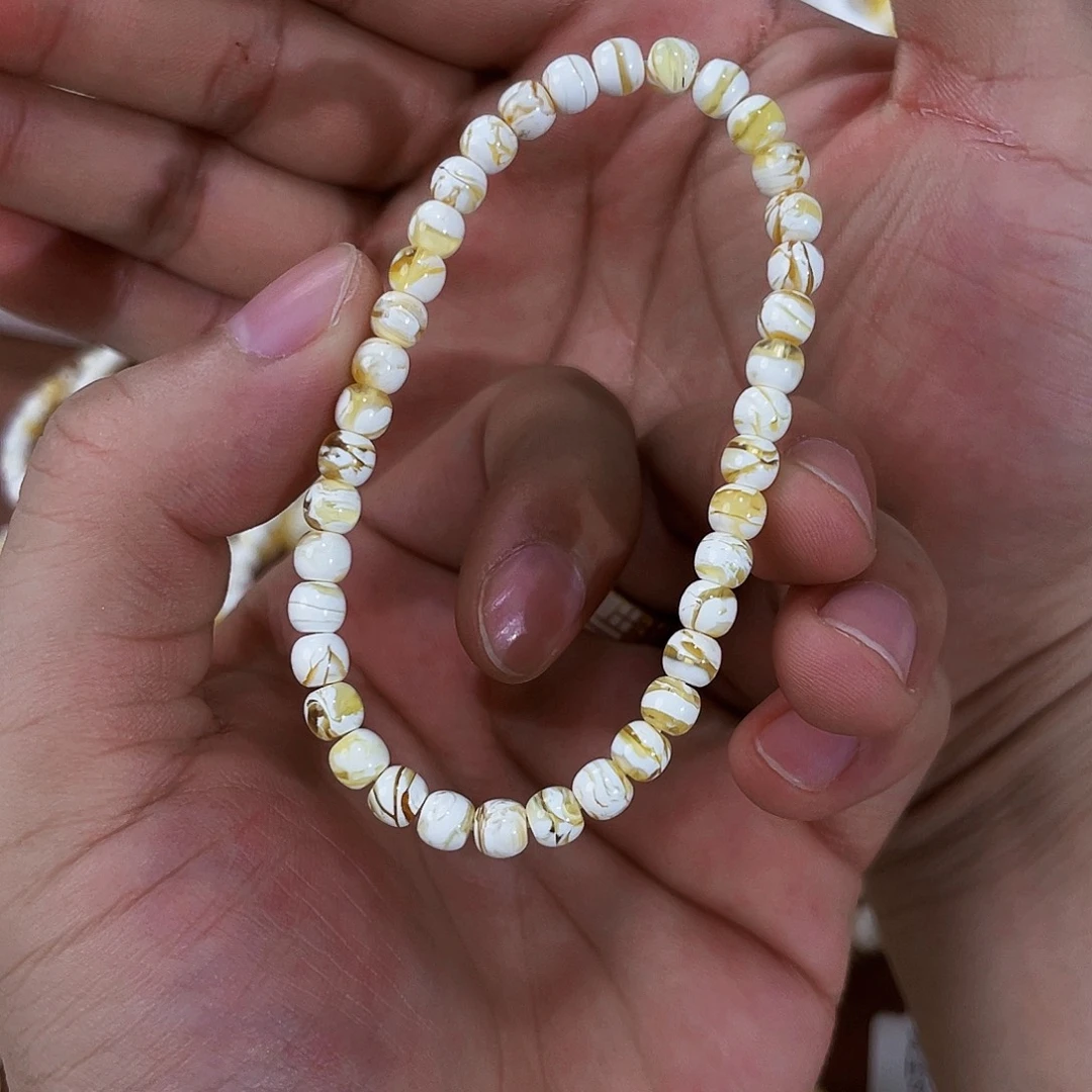 M***琥珀未镶嵌手链沁色拉丝金线5m