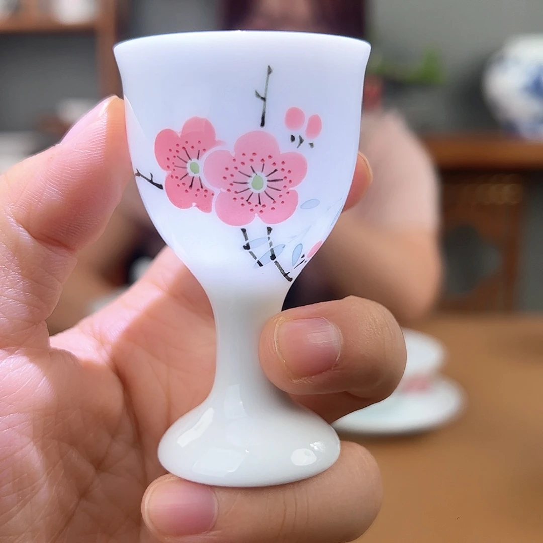 翠竹红梅酒杯 瑕变形