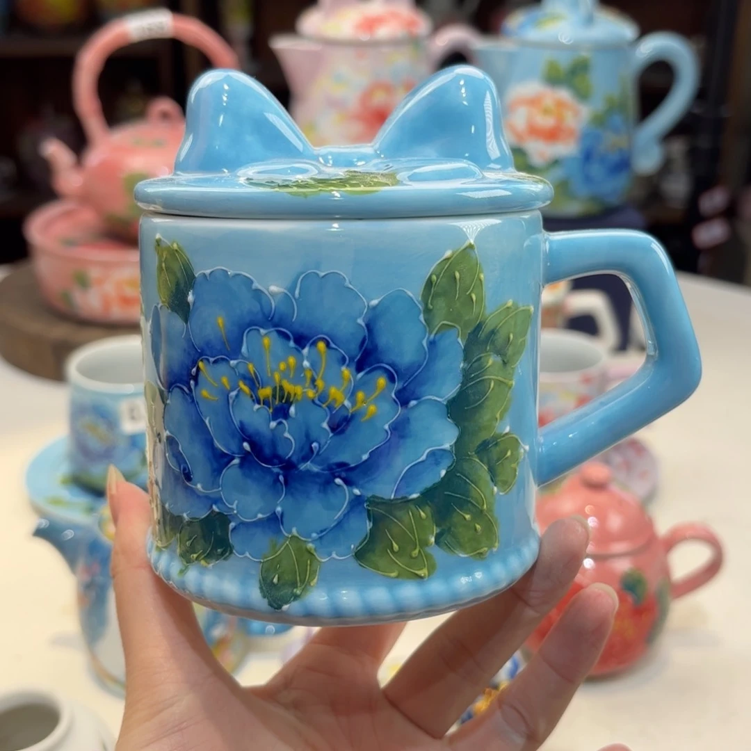 景德镇手绘高温釉下彩陶瓷茶具