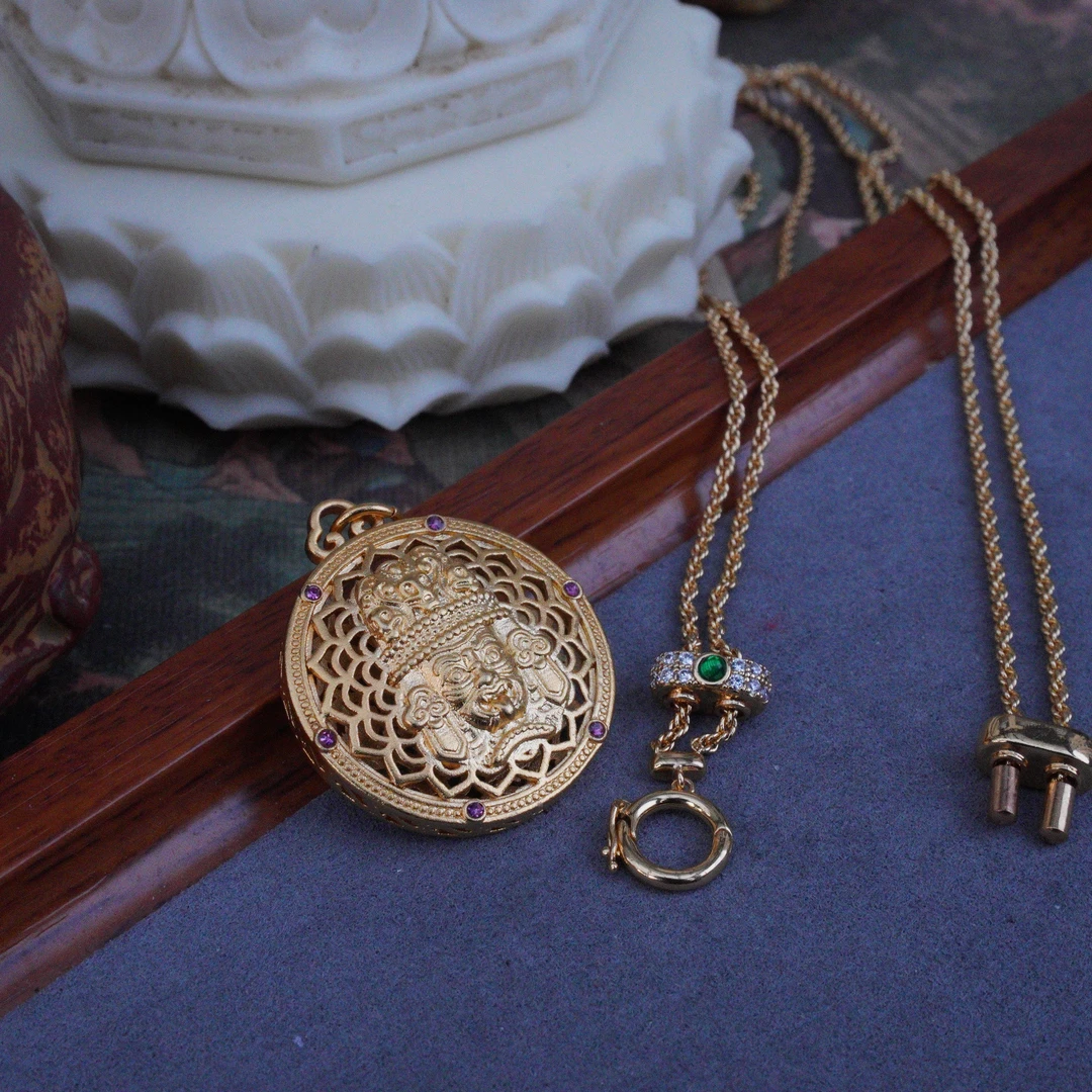 铜合金吊坠 拉萨文创设计扎基娘娘吉祥八宝活塞麻花毛衣链万链