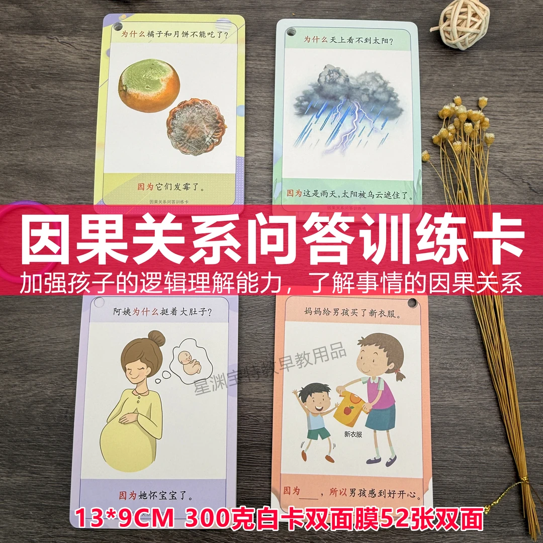 因果关系问答训练卡-加强孩子的逻辑理解能力,了解事情的因果关系