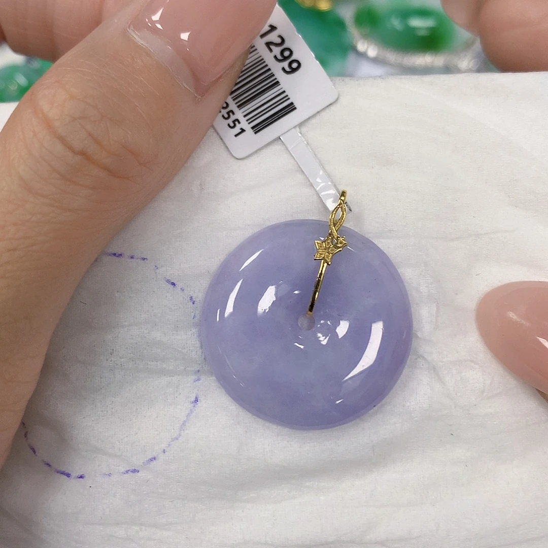 翡翠18K金镶嵌颈饰天然翡翠a货 百元以上9米证书费自理