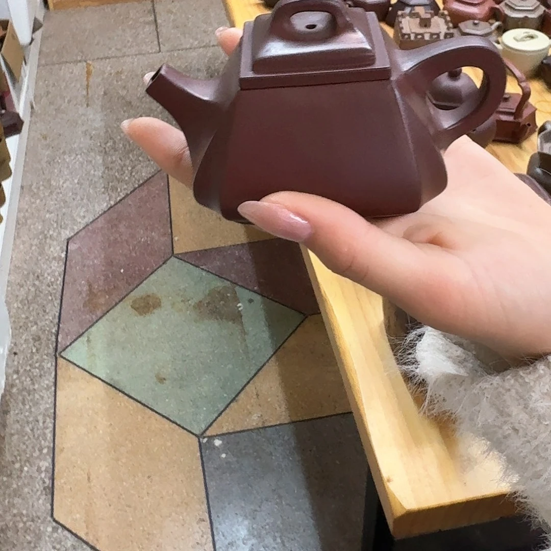 紫砂茶壶紫砂壶四方抽角石瓢160cc