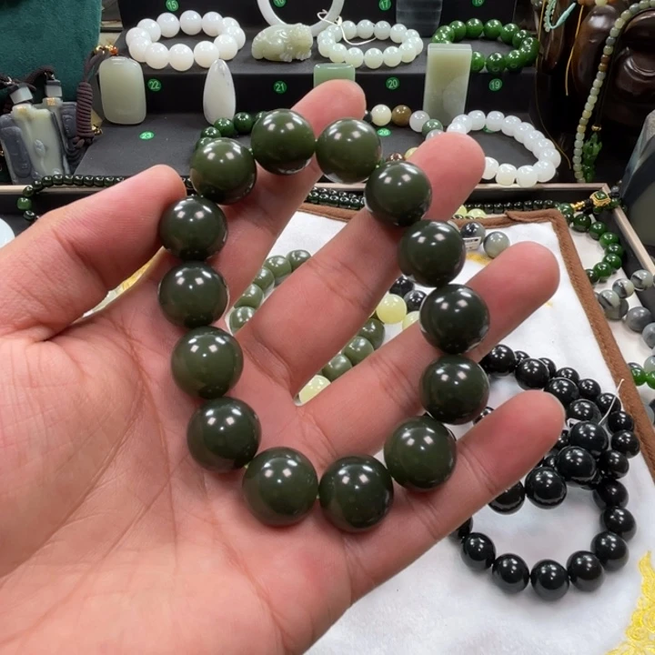 手链未镶嵌和田玉王*颢新疆若羌青黄口卡16