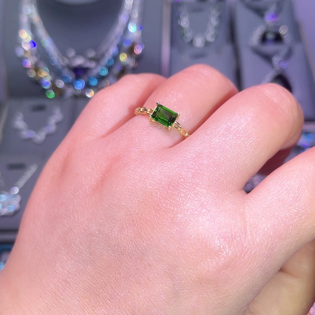 【闪购商品】透辉石戒指银S925镶嵌