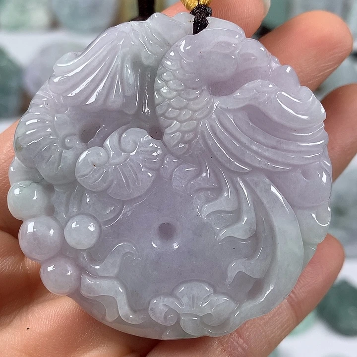 翡翠未镶嵌颈饰如意凤凰扣两面工艺福利