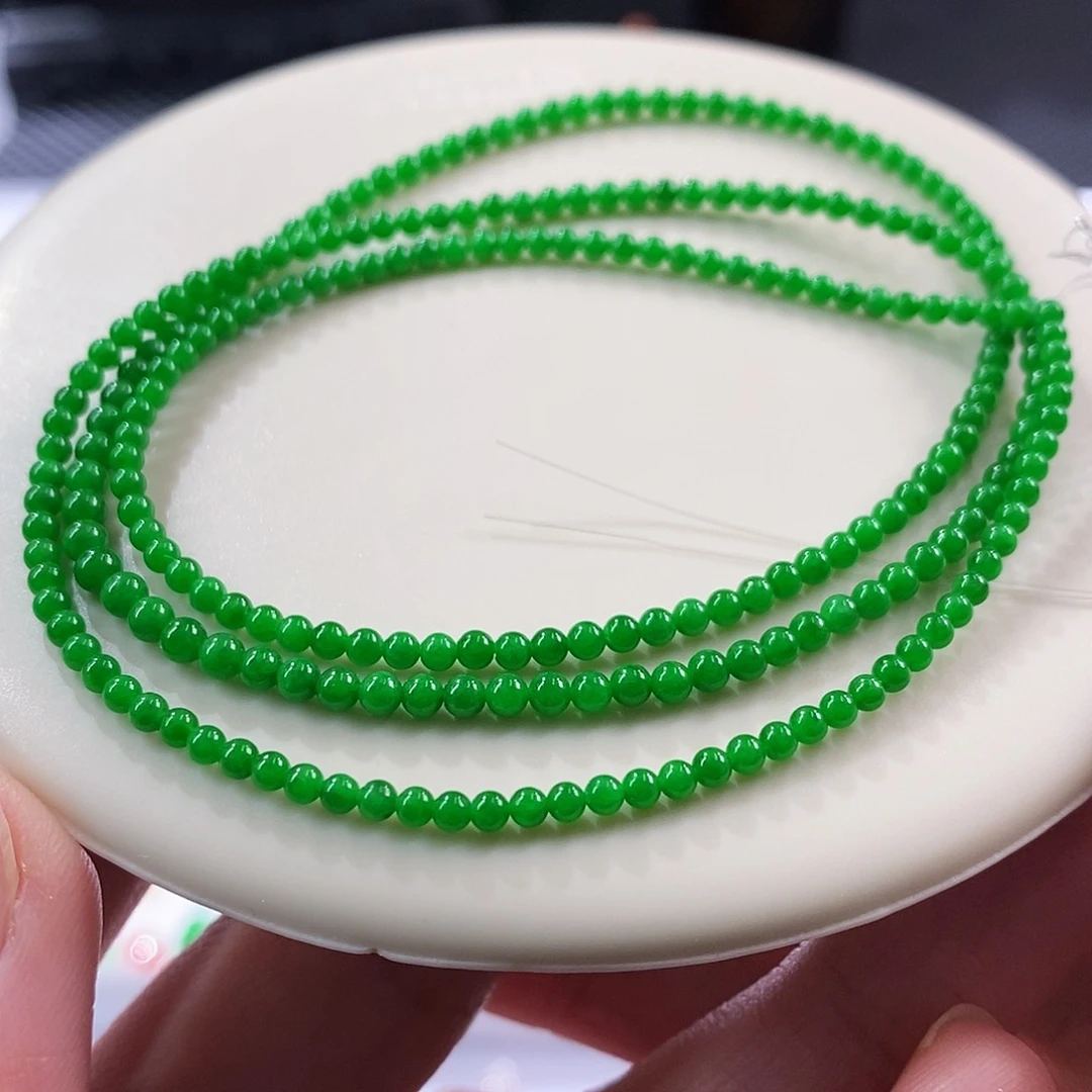 颈饰未镶嵌翡翠阳绿小米项链