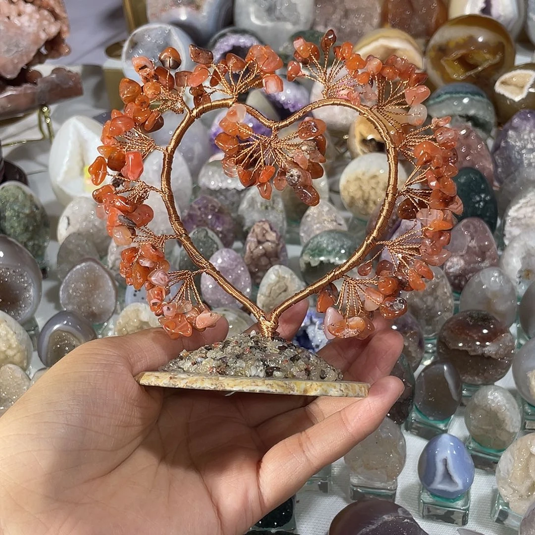 玛瑙/玉髓合金爱心摆件
