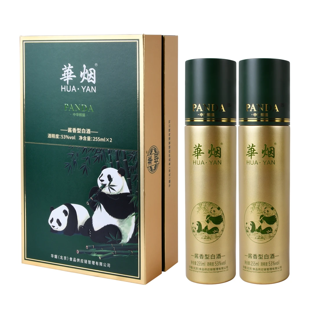 华烟华烟熊猫53度酱香型白酒255ml/瓶*2（赠送茶叶）53%Vol