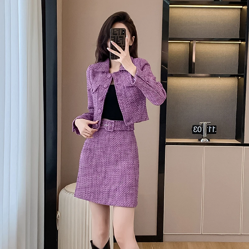 法式名媛小香风套装女秋冬新款网红爆款甜酷辣妹炸街显瘦两件套裙