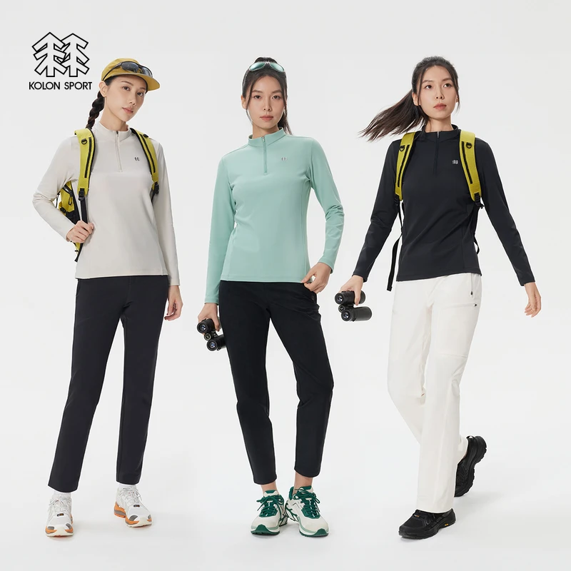 KOLON SPORT可隆户外休闲衣防晒UPF50+女士微拉绒长袖T恤