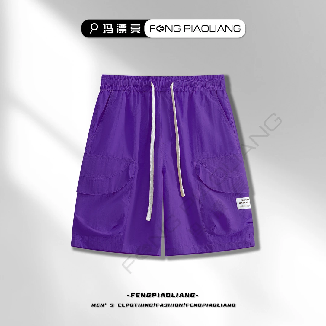 紫【硬派工装大口袋巨能装】25555夏季宽松时尚流行短裤情侣款
