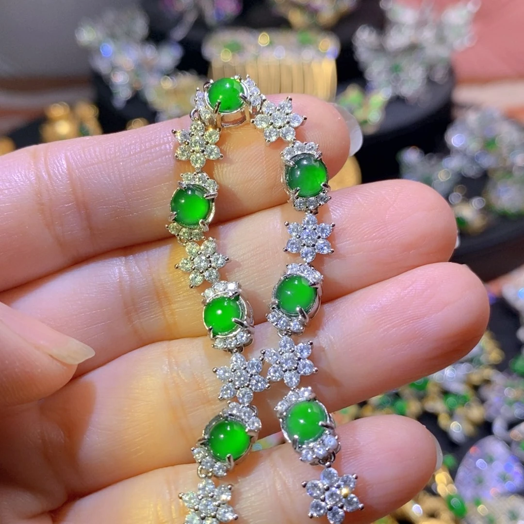 吊坠(不含链)银S925镶嵌翡翠