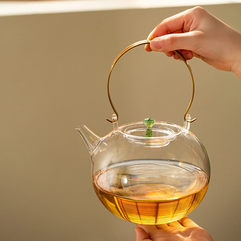 【木火元素创意坊】耐热玻璃烧水壶电陶炉专用大容量煮茶壶提梁透明