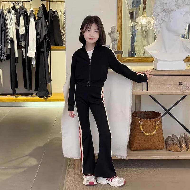 女童套装春秋装2025新款韩版洋气儿童连帽休闲女孩两件套潮酷穿搭