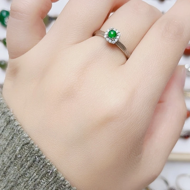 翡翠银S925镶嵌戒指