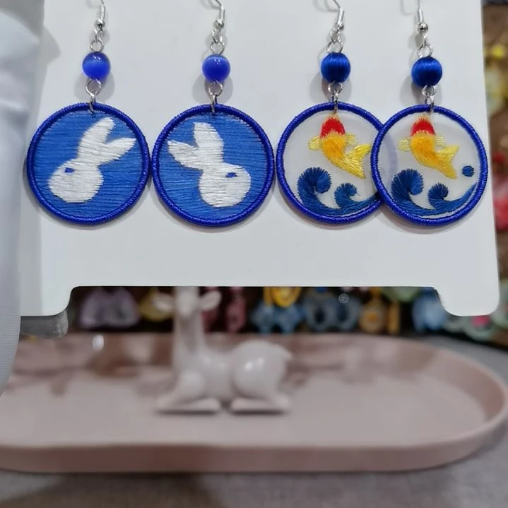 织绣苏绣耳环耳钉耳饰