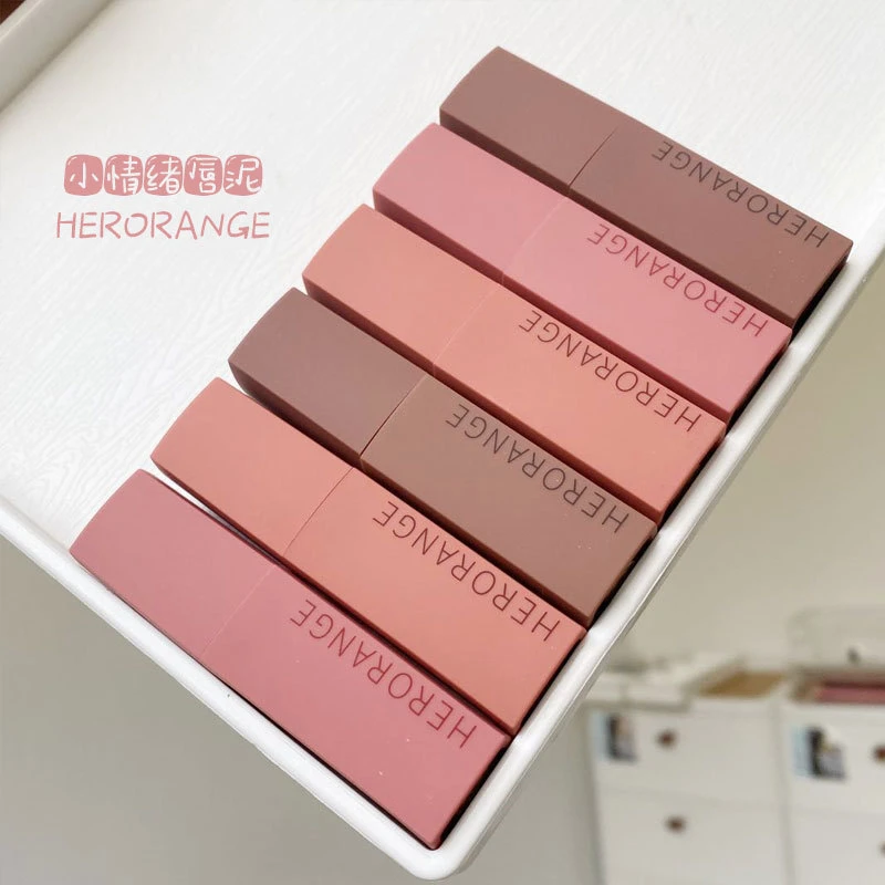 保湿HERORANGE小情绪唇泥丝绒哑光雾面不易色唇釉口红学生款女国8