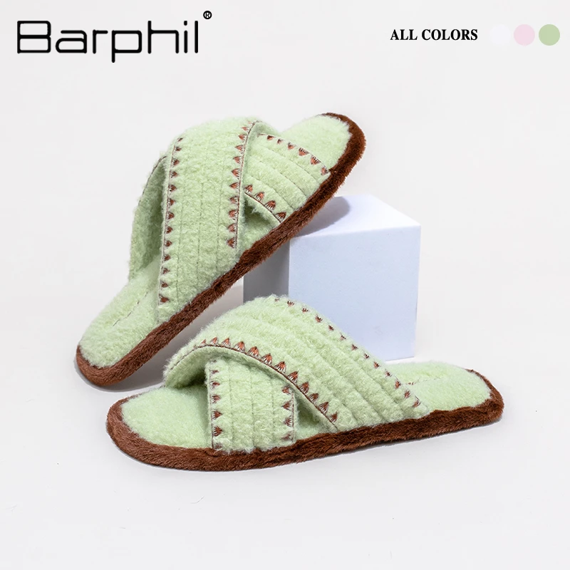 Barphil拖鞋女2025新款秋季室内家居防滑小众百搭柔软交叉带拖鞋