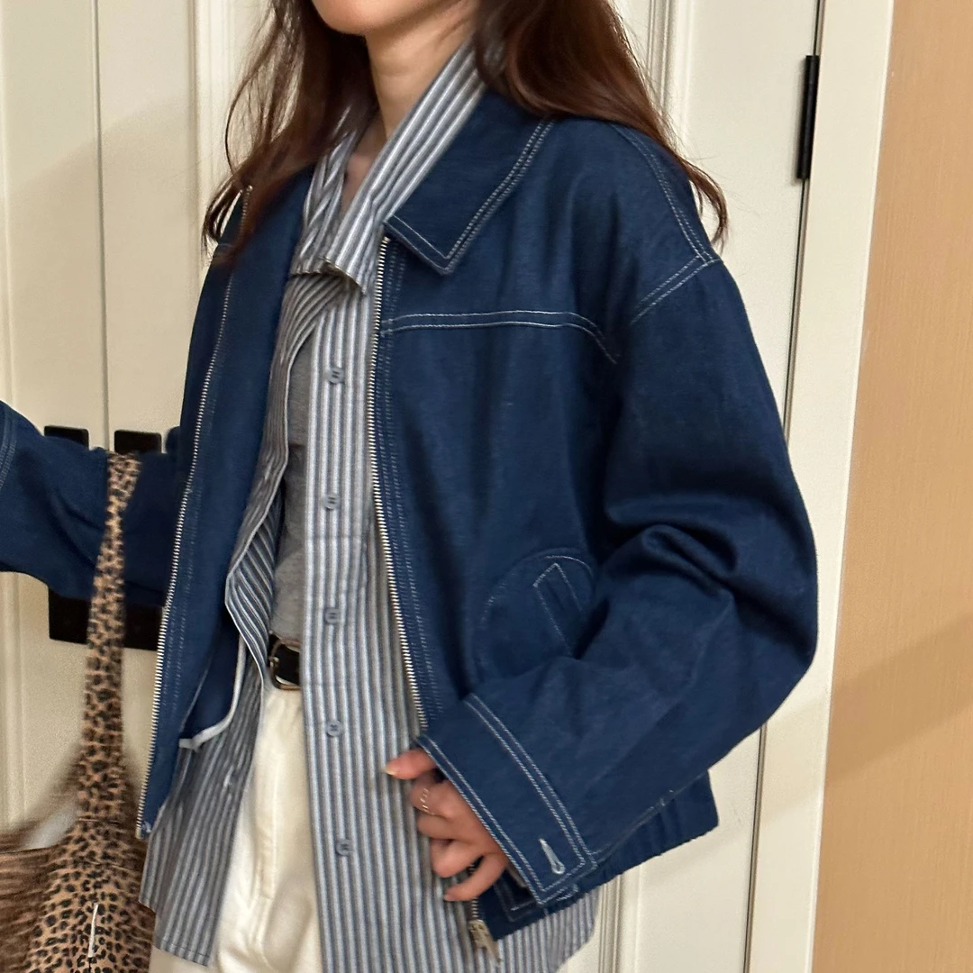 韩货-【飞行日记】早春简约随性慵懒百搭牛仔外套/1190L