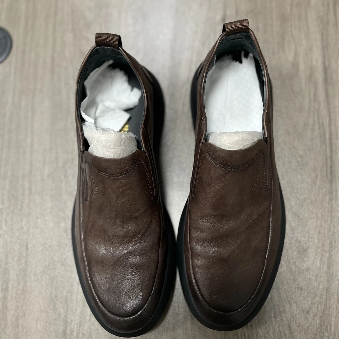 金家男鞋 断码撤柜尾货 休闲款一脚蹬 头层牛皮材质 橡胶鞋底A106