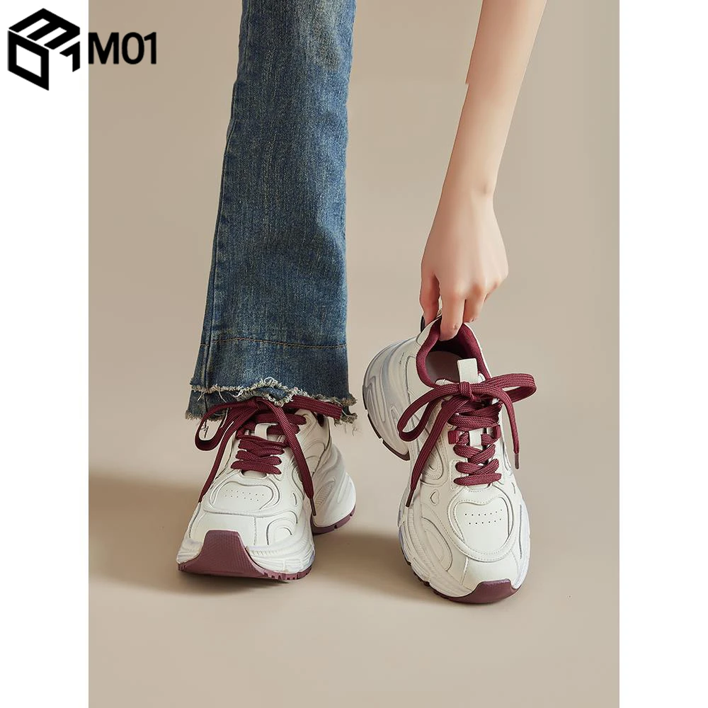 M01厚底老爹鞋女款2025新款春春秋季小白运动鞋子增高百搭休闲