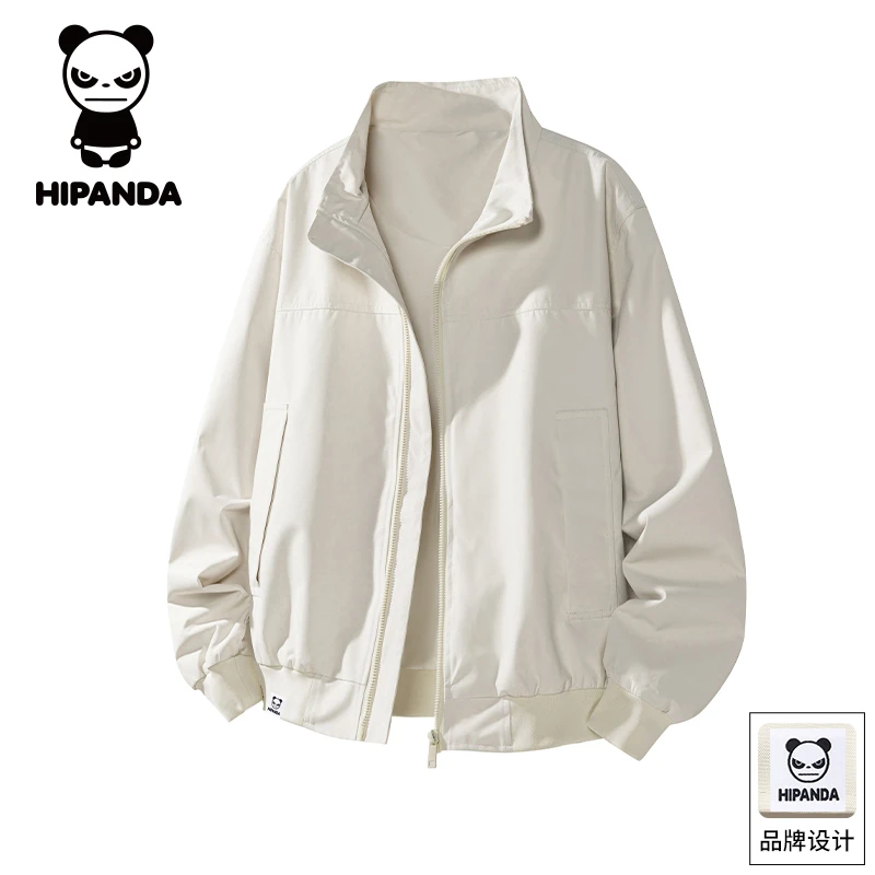 HiPanda你好熊猫男士休闲立领夹克秋冬潮流轻奢百搭宽松防风外套