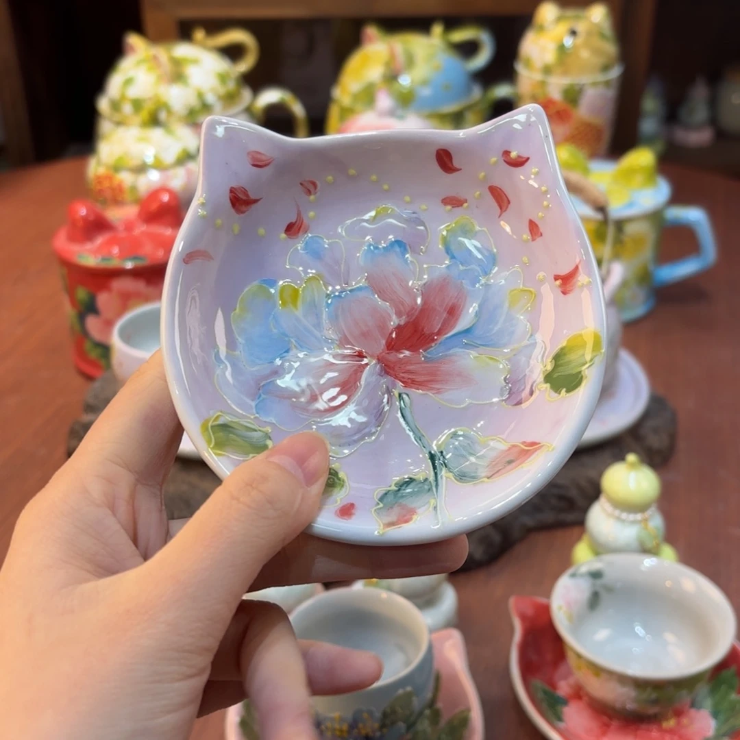 景德镇手绘高温釉下彩陶瓷茶具