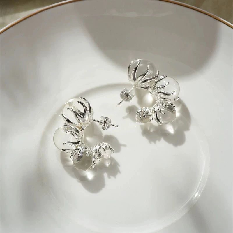 合金耳饰 原创设计日韩耳环饰品耳扣精致法式小众素款轻奢1703