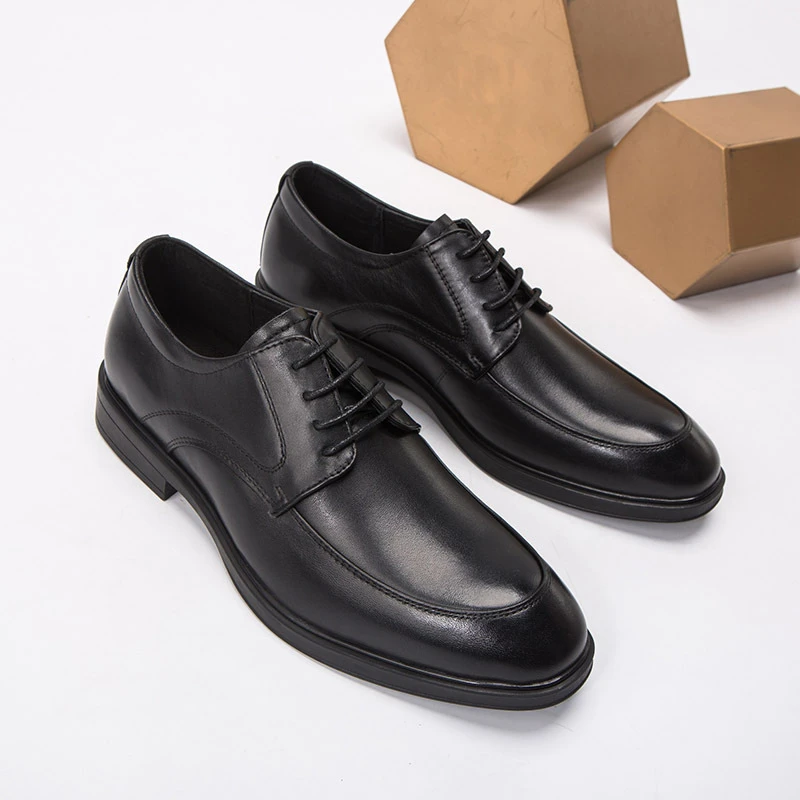 商务皮鞋贝克斯名品男士圆头牛皮工作男鞋正装头层牛皮软底透气鞋