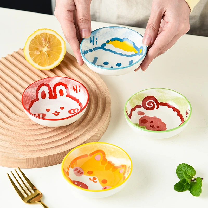seabed餐具陶瓷味碟酱油蘸料碟圆型釉下彩家用卡通小碟饺子醋蘸碟