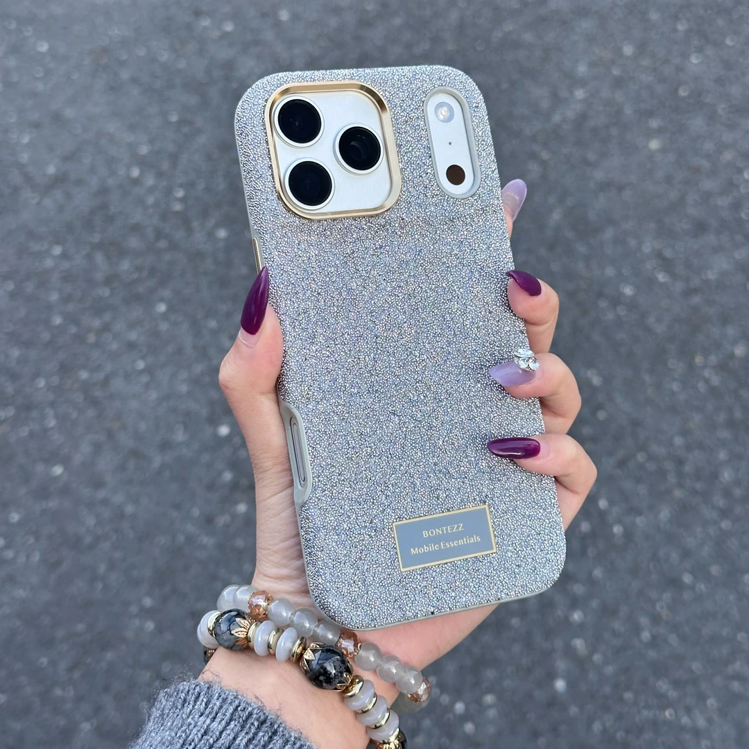 欧科维满钻壳适用苹果17ProMax手机壳磁吸镜头全包奢华颗粒