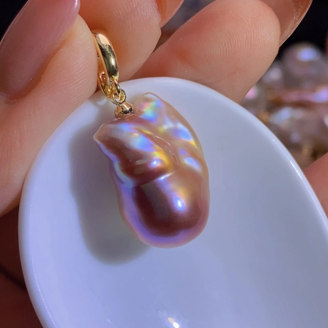 银S925镶嵌淡水珍珠天然淡水珍珠无染色无优化