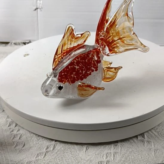 琉璃琉璃红色鱼摆件