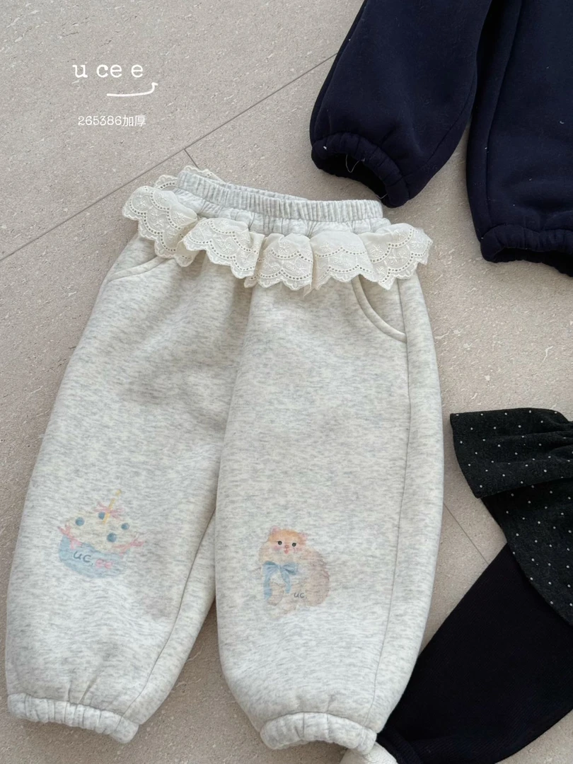 UC 冬款羊驼绒加厚P帘束口卫*裤女童