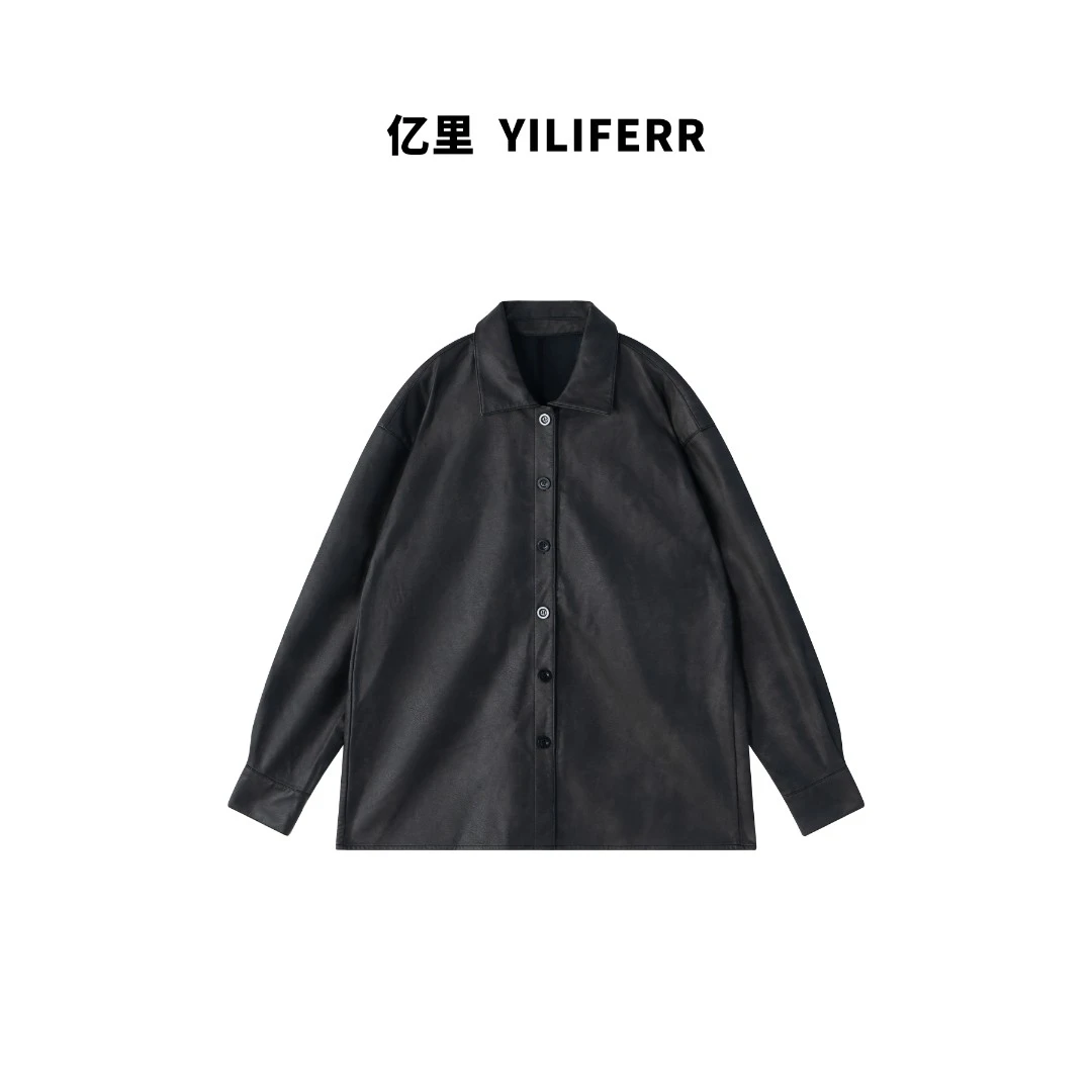 【YILI显瘦女装】翻领休闲皮衣复古外套Y0603