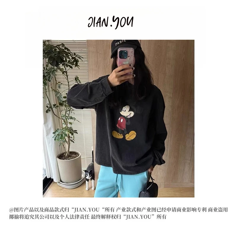 JIANYOU-「休闲卫衣」韩国单！25春款卡通百搭印花卫衣T恤AA-689E