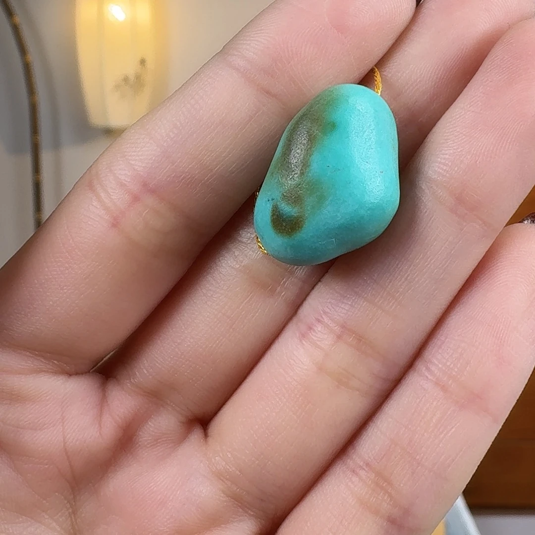 绿松石18K金镶嵌挂件