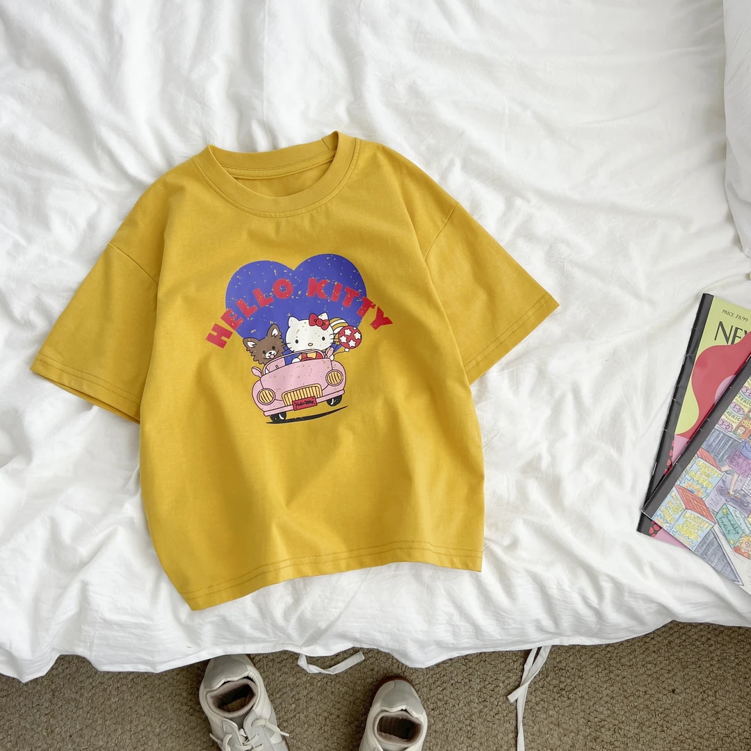 （现货）女童夏季清新印花休闲短袖t恤中大童薄款半袖BNYXW55177