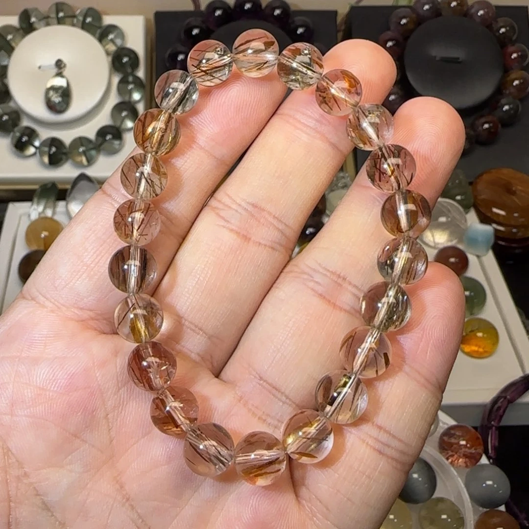 未镶嵌手串水晶8mm+黑金超七单圈多样性发货