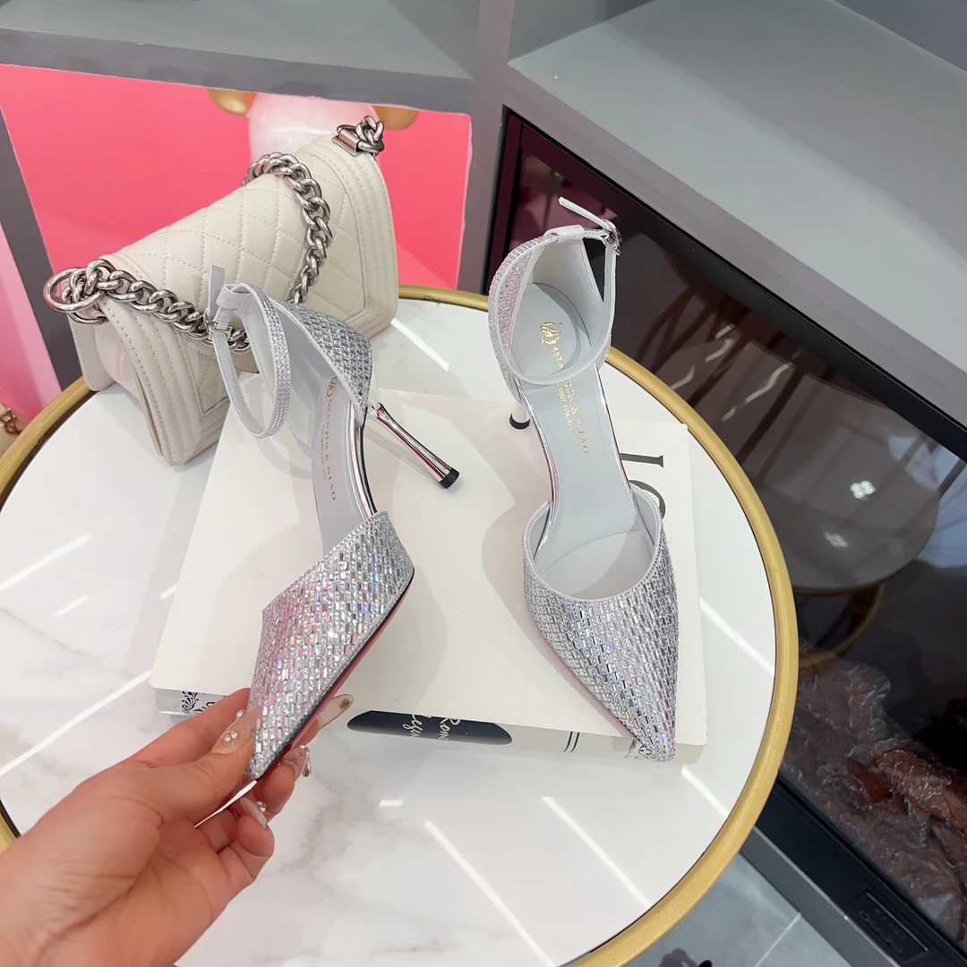 名媛性感细跟高跟鞋女尖头一字带气质单鞋夏季2025新款063353-13