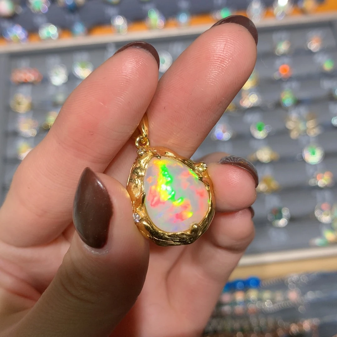 银S925镶嵌欧泊吊坠t